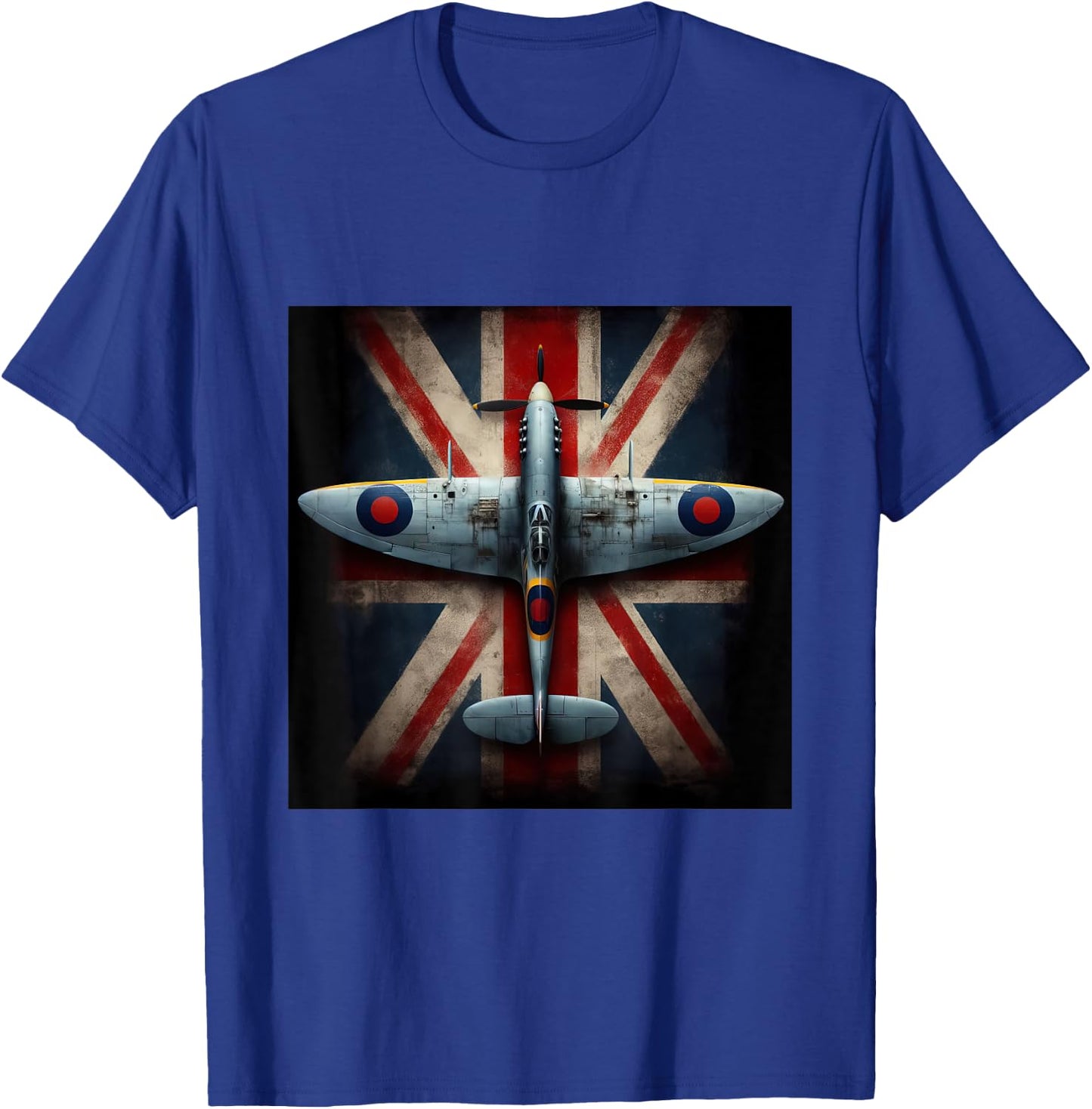 Spitfire Supermarine WW2 Fighter Plane Union Jack UK Flag T-Shirt - T-Shirt | Royal