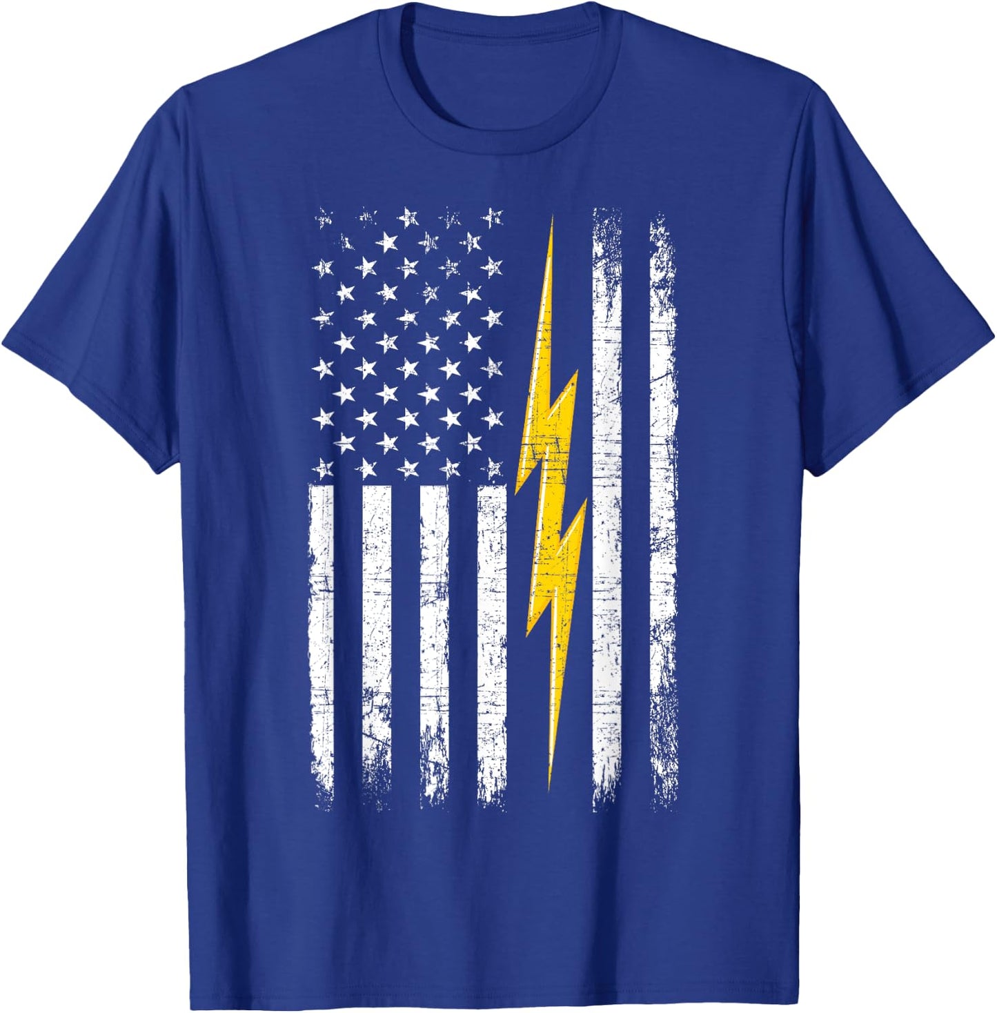 Patriotic Electrician American Flag Lightning Bolt Men T-Shirt - T-Shirt | Royal