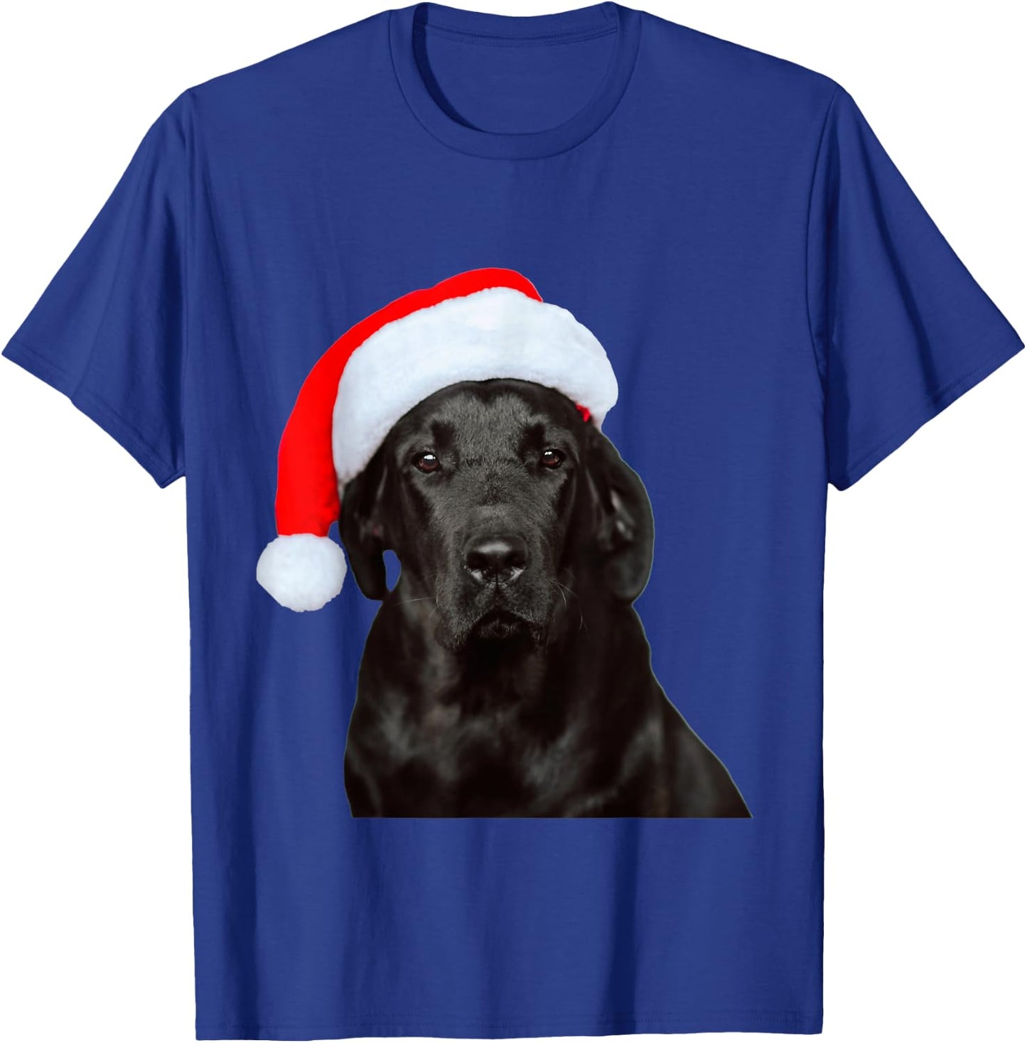 Cute Black Lab Santa Hat Image Christmas Dog Labrador Women Kids T-Shirt - T-Shirt | Royal