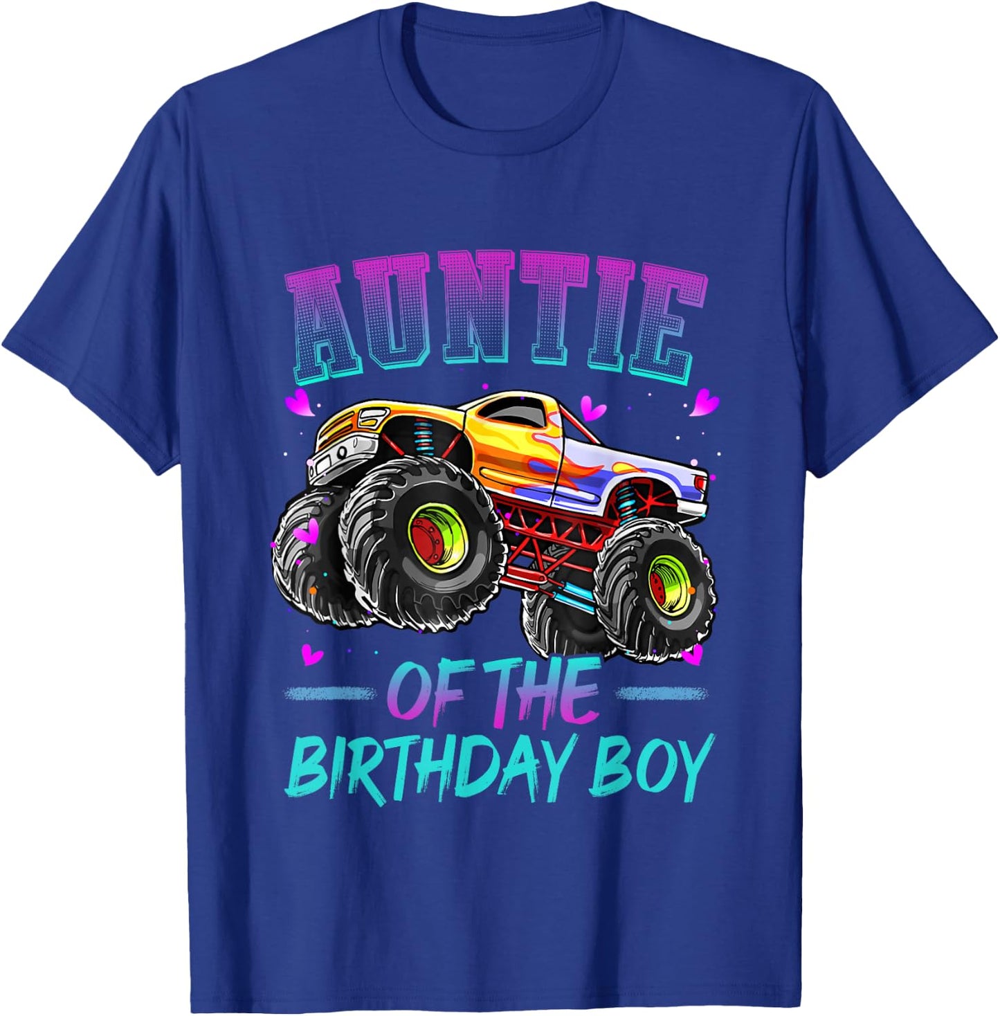 Auntie of the Birthday Boy Monster Truck Birthday T-Shirt - T-Shirt | Royal
