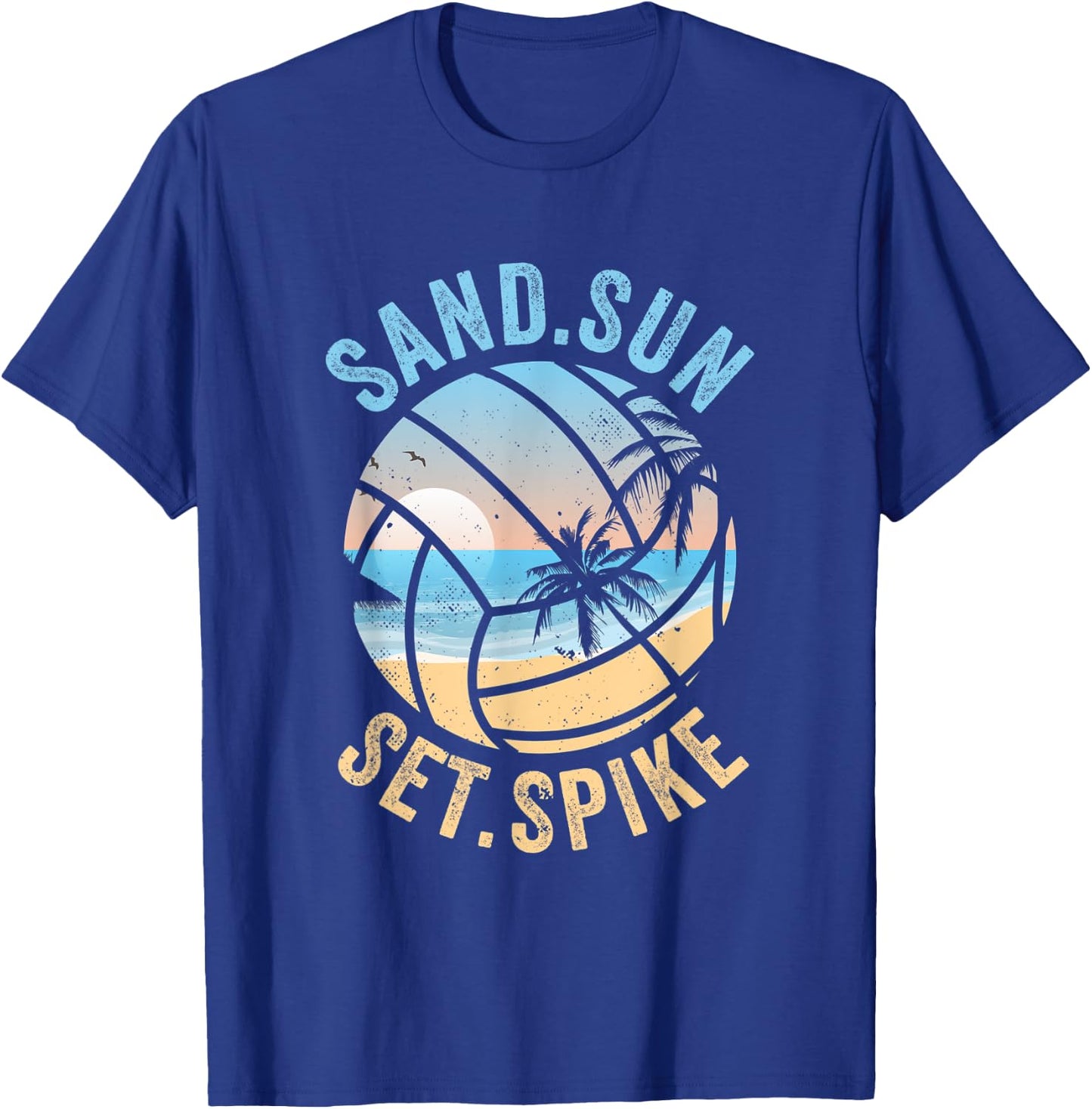 sand sun set spike for a fan beach volleyball Men Women T-Shirt - T-Shirt | Royal