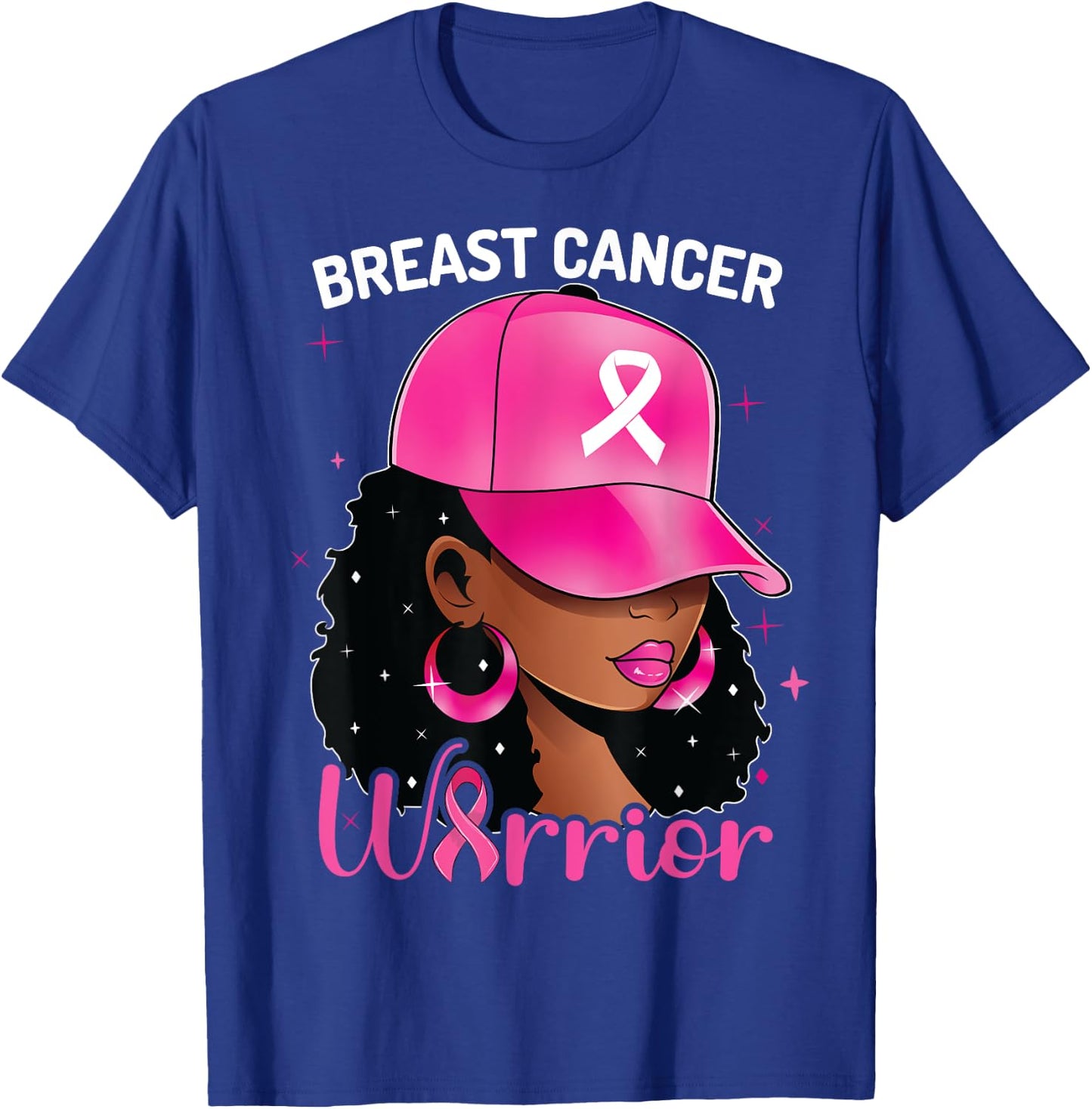 Breast Cancer Warrior Black Woman Breast Cancer Awareness T-Shirt - T-Shirt | Royal