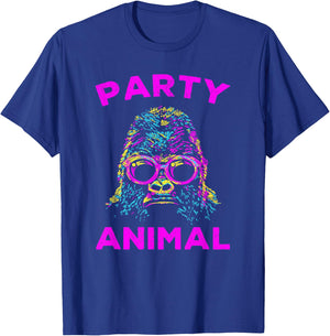 Cute Gorilla Party Animal Lover Colorful Monkey T-Shirt - T-Shirt | Royal
