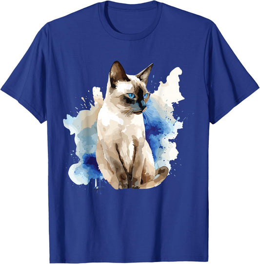 Siamese Painting Watercolor Kitten Cat Lover Siamois Kitty T-Shirt - T-Shirt | Royal