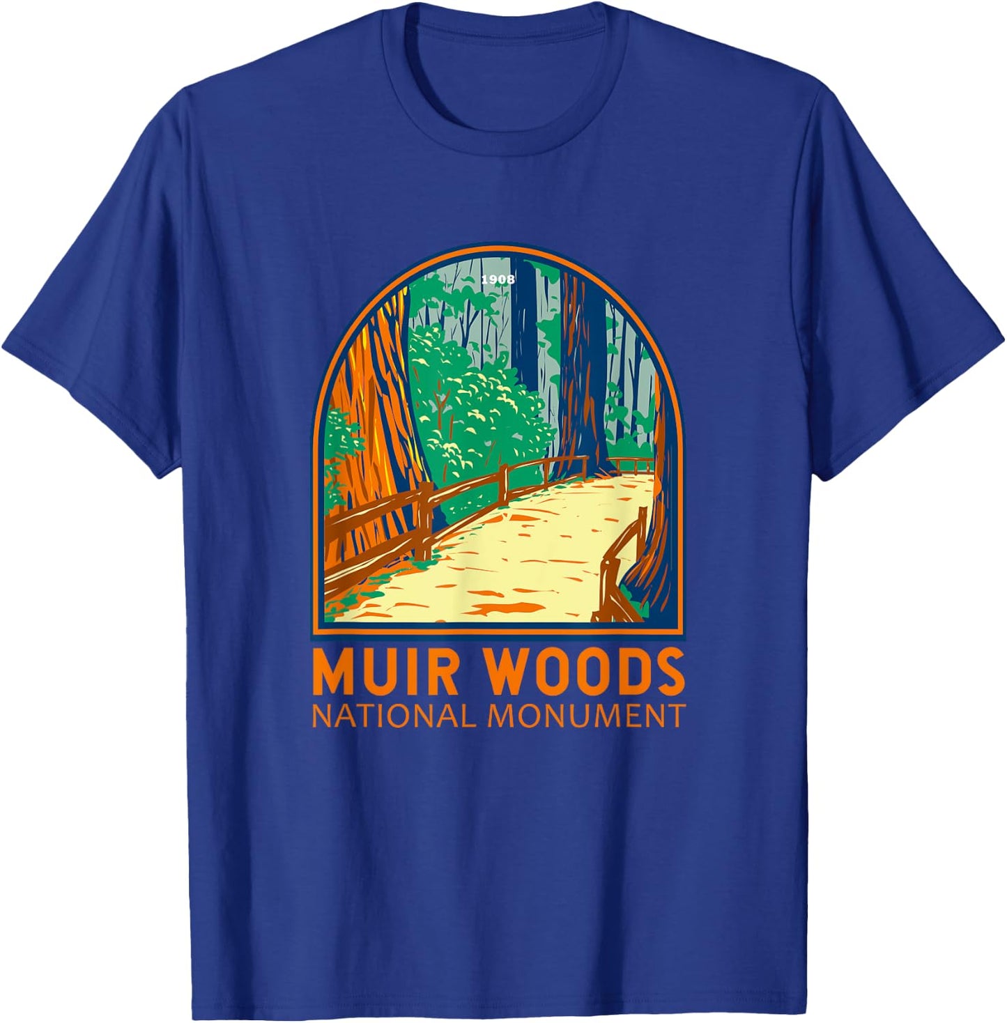 Muir Woods National Monument California Emblem Vintage T-Shirt - T-Shirt | Royal