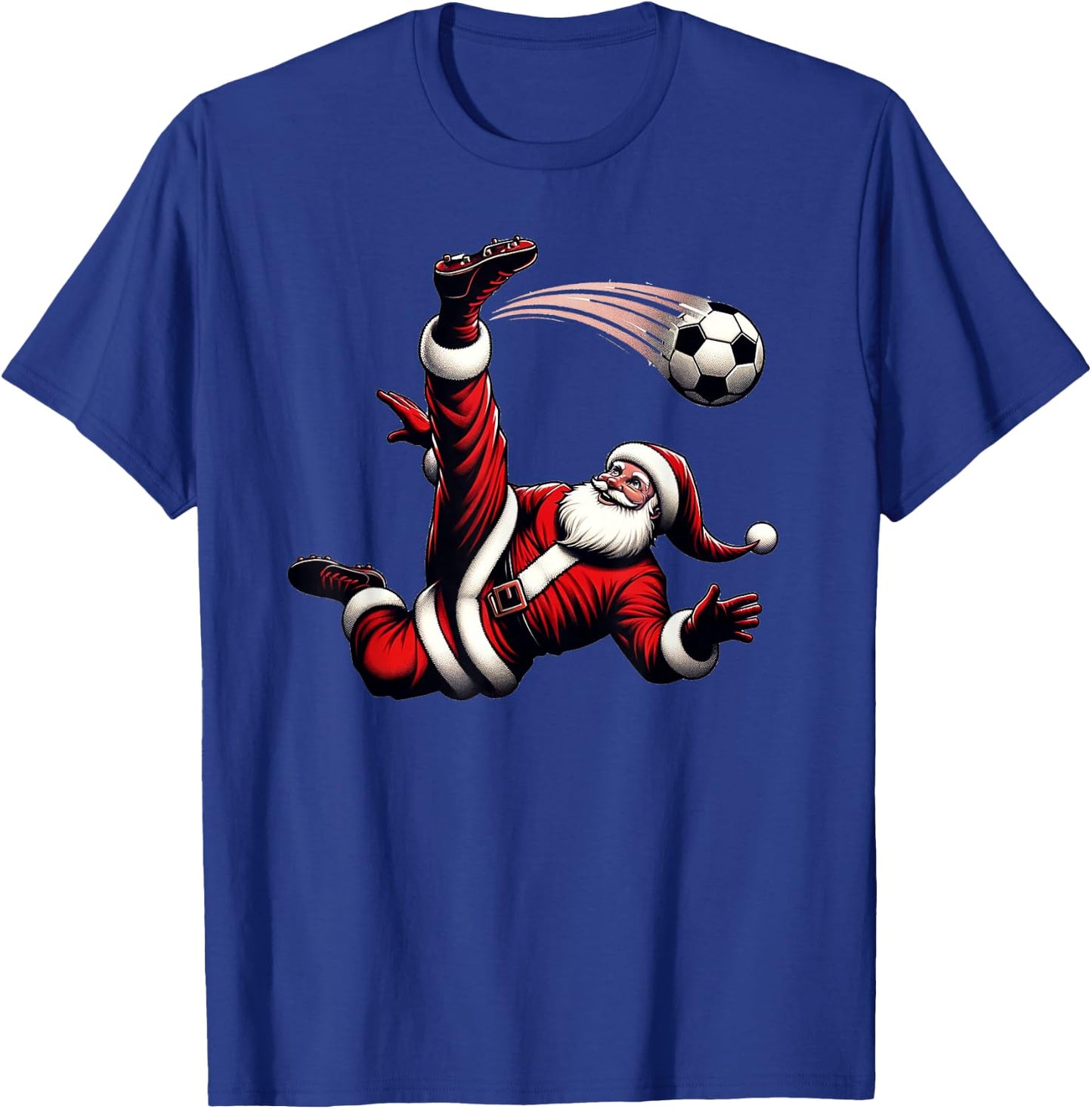 Christmas Soccer Santa Bicycle Kick Xmas Goal Boys Men Fan T-Shirt - T-Shirt | Royal