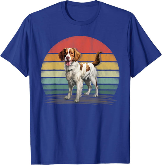 Retro Style Distressed Vintage Brittany Spaniel Dog T-Shirt - T-Shirt | Royal
