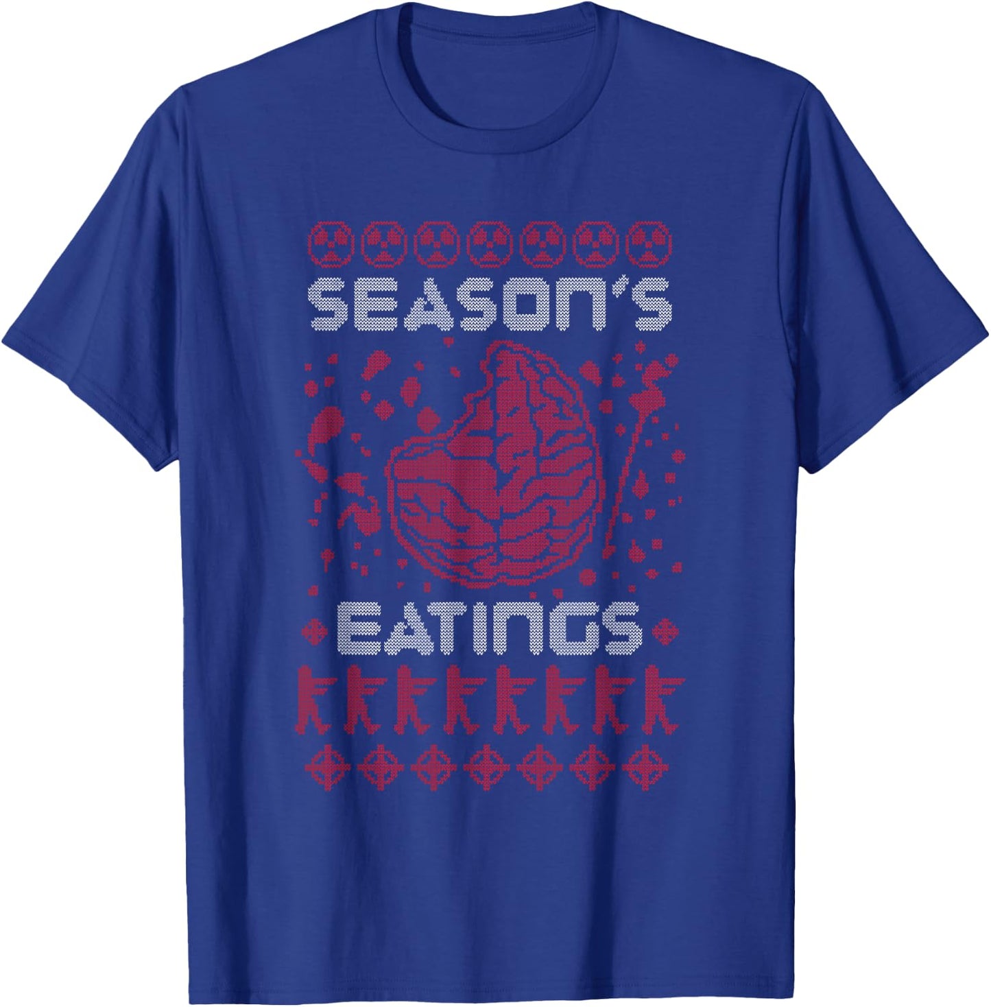 Season's Eatings Funny Zombie Ugly Christmas T-Shirt - T-Shirt | Royal