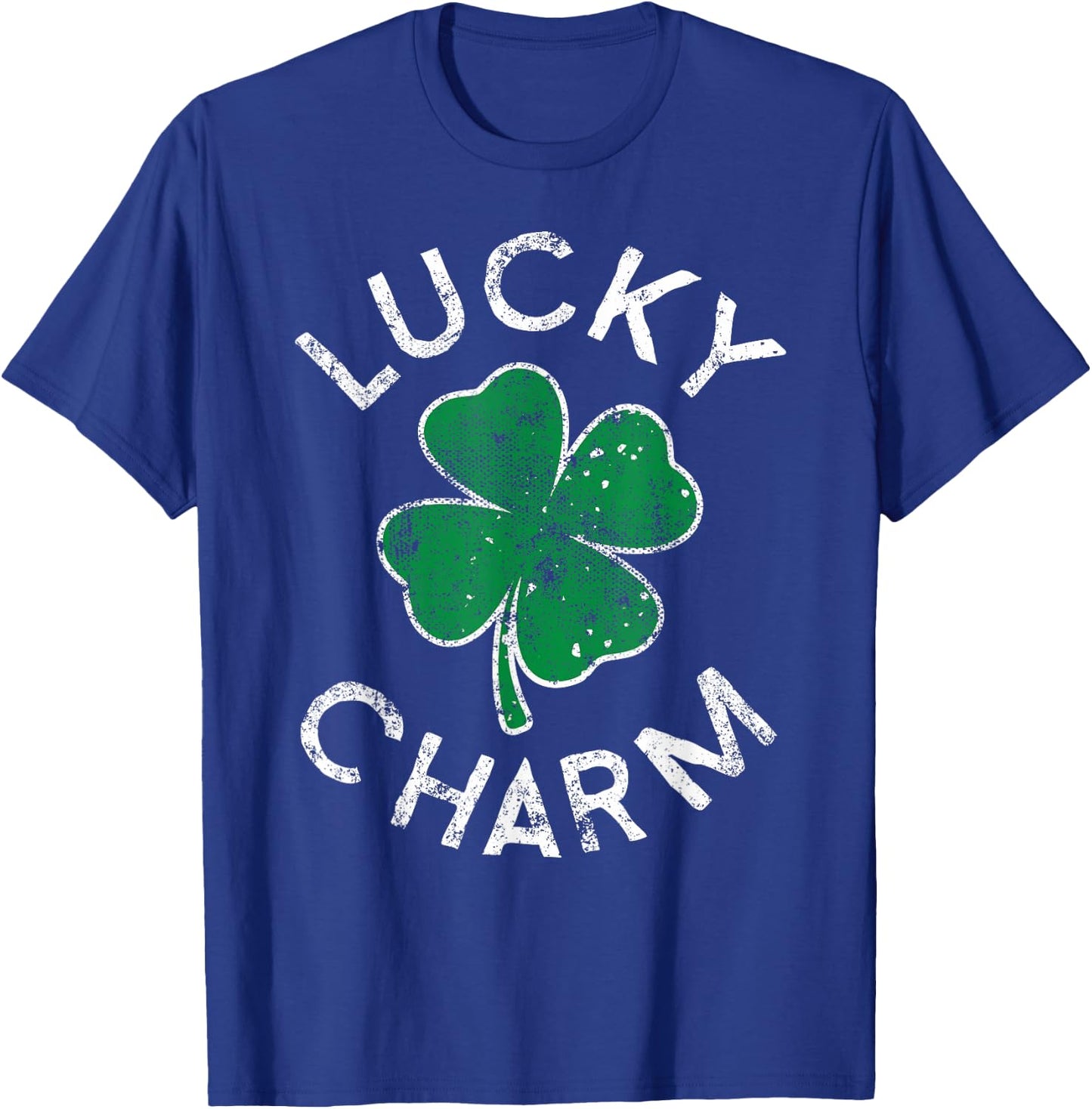 Lucky Charm Clover St. Patrick's Day Distress T-Shirt - T-Shirt | Royal
