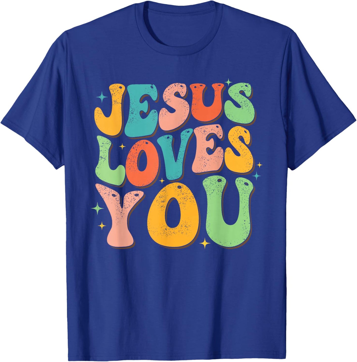 Jesus Loves You Retro Groovy Style Graphic Design Women T-Shirt - T-Shirt | Royal