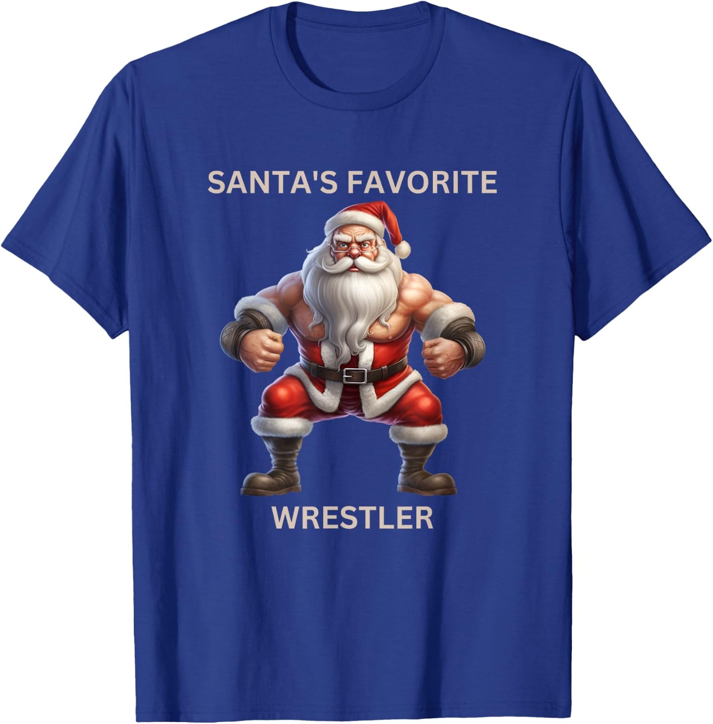 Christmas Wrestling Gift Santa's Favorite Wrestler T-Shirt - T-Shirt | Royal