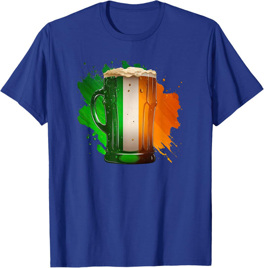 Irish Beer Ireland Flag St Patricks Day Shamrock Drinking T-Shirt - T-Shirt | Royal