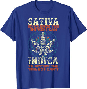 Sativa To Change The Things I Can Indica Cannabis Weed Leaf T-Shirt - T-Shirt | Royal
