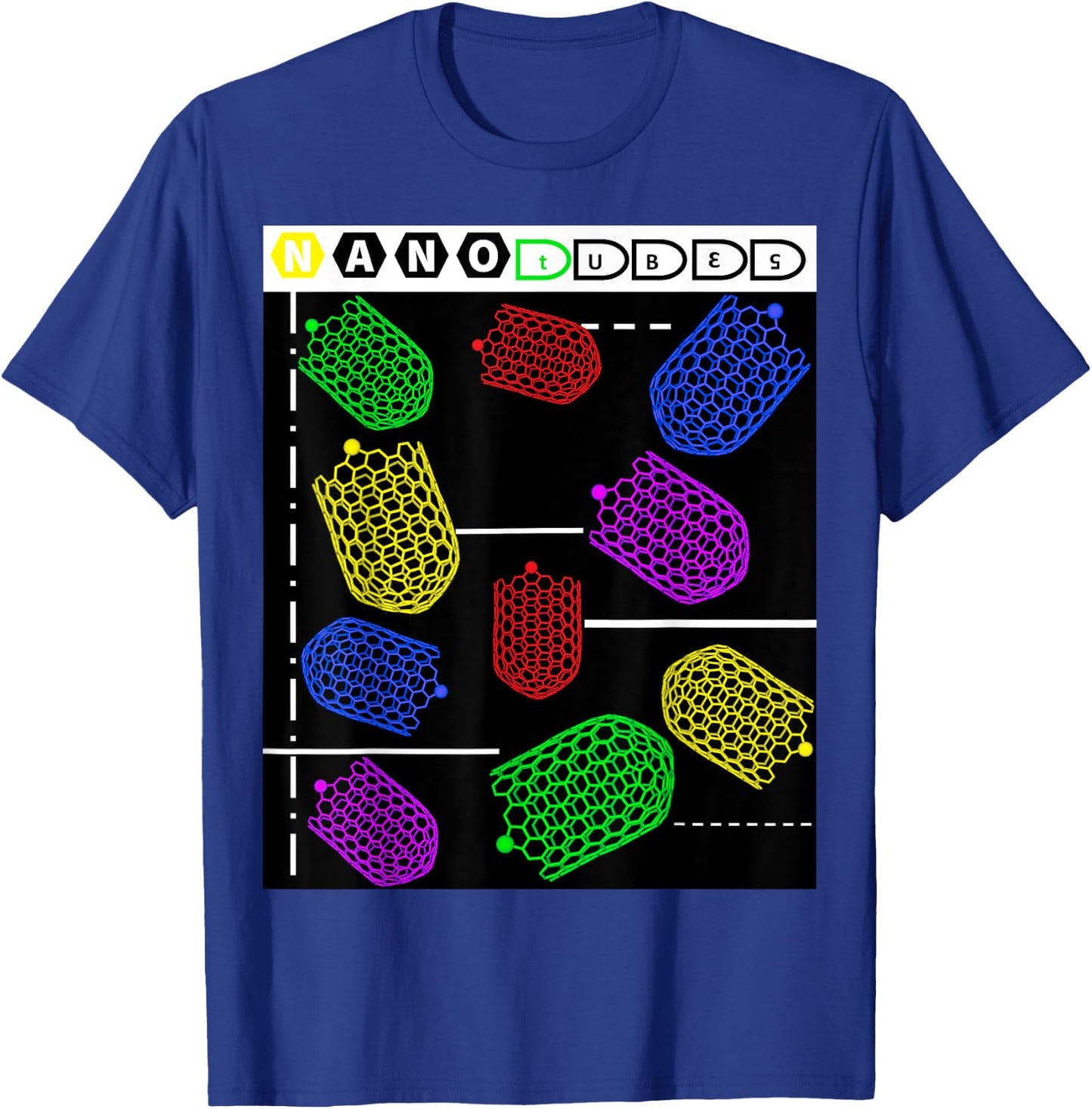 Funny Nerdy Forms Nanotubes Chemistry Teacher Geek T-Shirt - T-Shirt | Royal