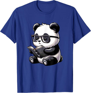 Panda Reading Book Kawaii Bookworm Librarian - Panda Reading Book Kawaii Bookworm Designs - -Adults & -Kids - Black - Small - Short Sleeve - Cotton, Polyester - Novelty T-Shirt - T-Shirt | Royal