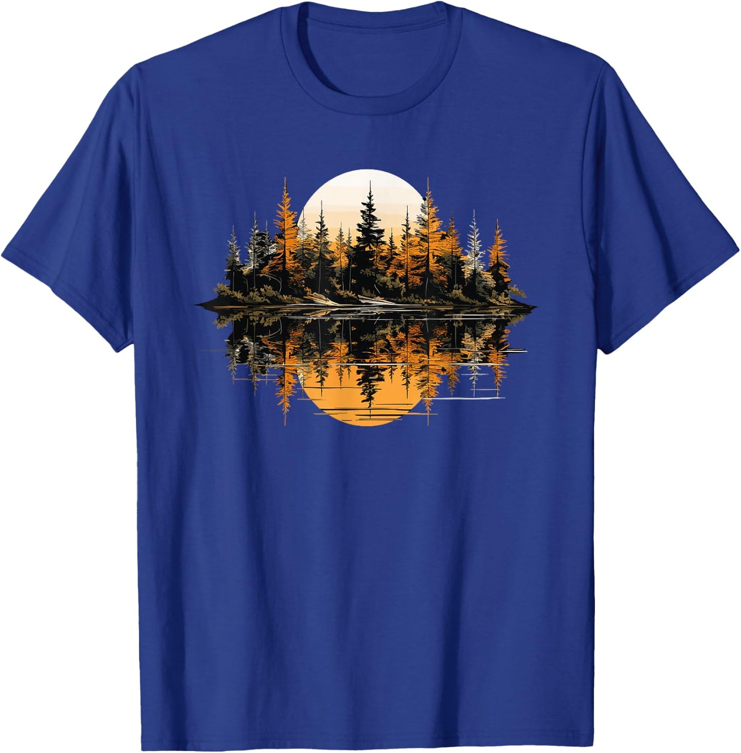 Nature Reflection Forest Trees Outdoor Wildlife T-Shirt - T-Shirt | Royal