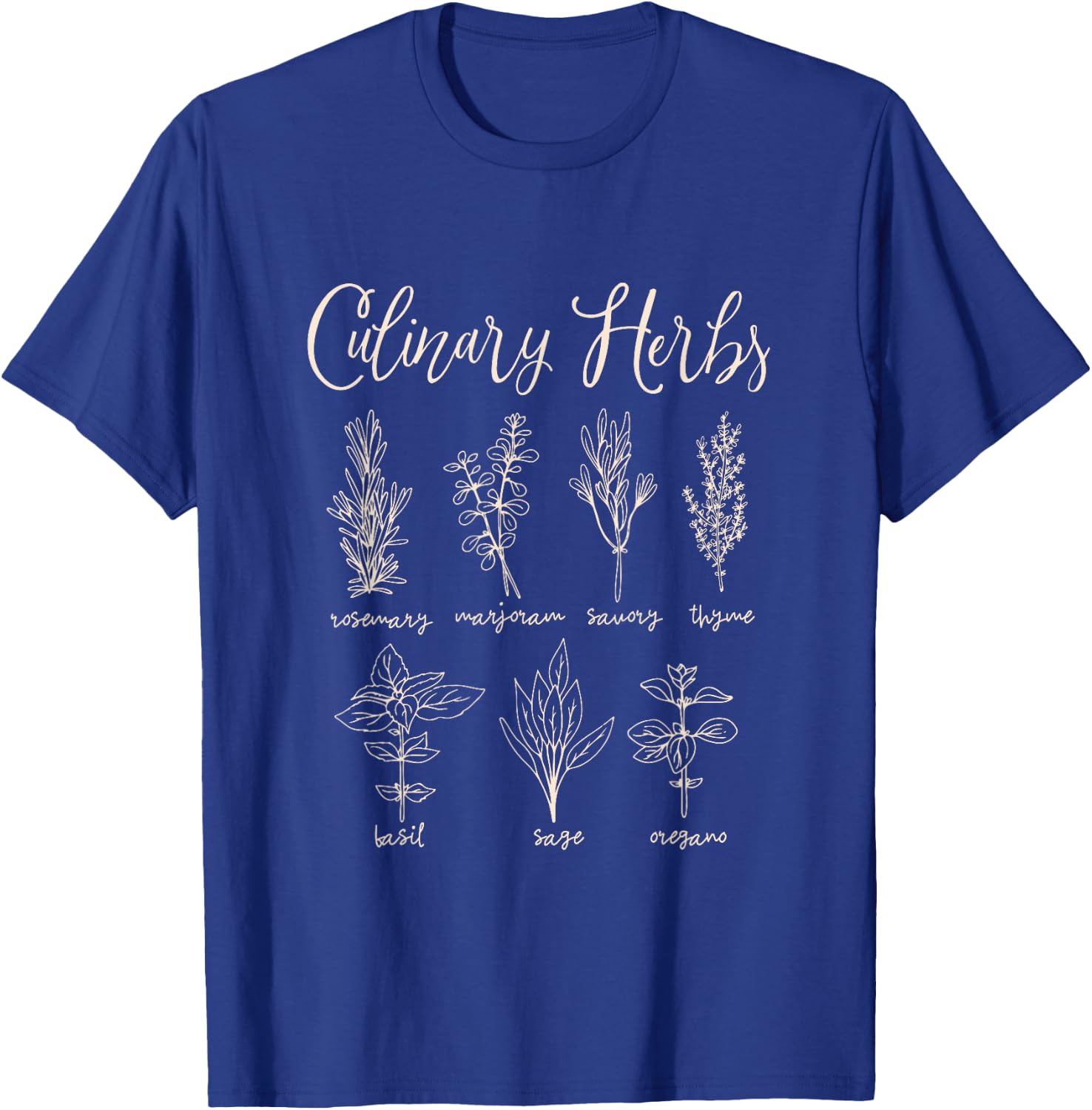 Culinary Herbs Outline Herbal Collection Design T-Shirt - T-Shirt | Royal