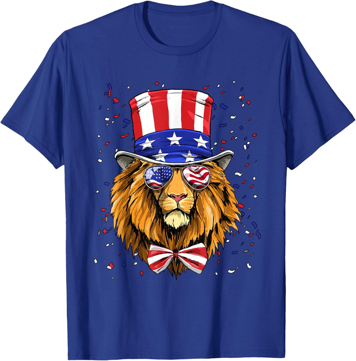 4th of July Patriotic Lion USA Flag Independence Lion Lover T-Shirt - T-Shirt | Royal