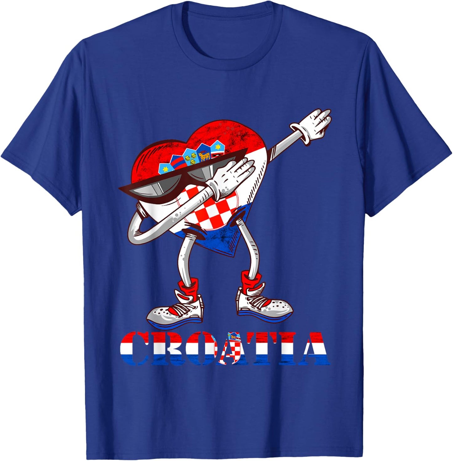 Dabbing Heart Croatian Flag Hrvatska Croatian Roots Croatia T-Shirt - T-Shirt | Royal