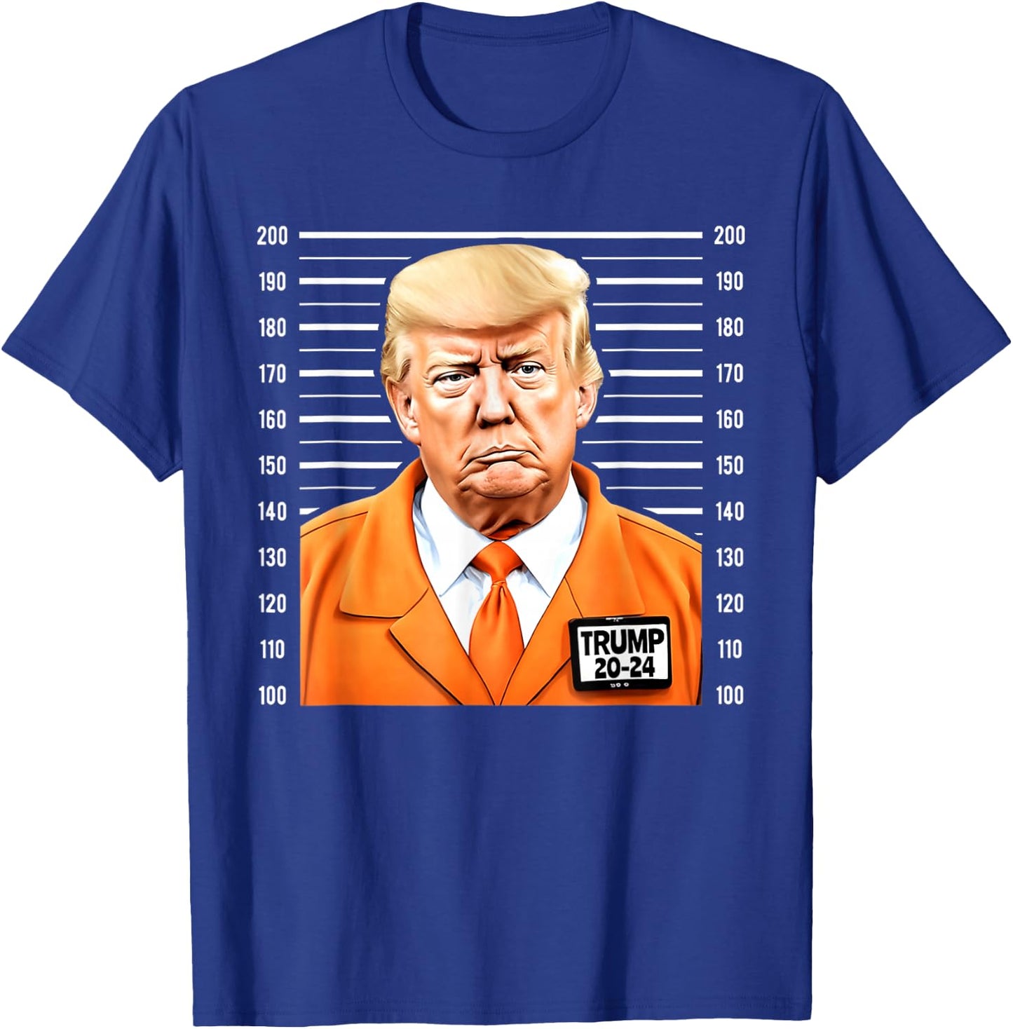 Funny Trump 2024 Mug Shot Orange Jumpsuit Parody Behind Bars T-Shirt - T-Shirt | Royal