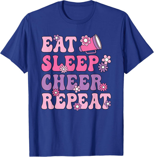 Eat Sleep Cheer Repeat Cheerleader Cheerleading Women Girls T-Shirt - T-Shirt | Royal