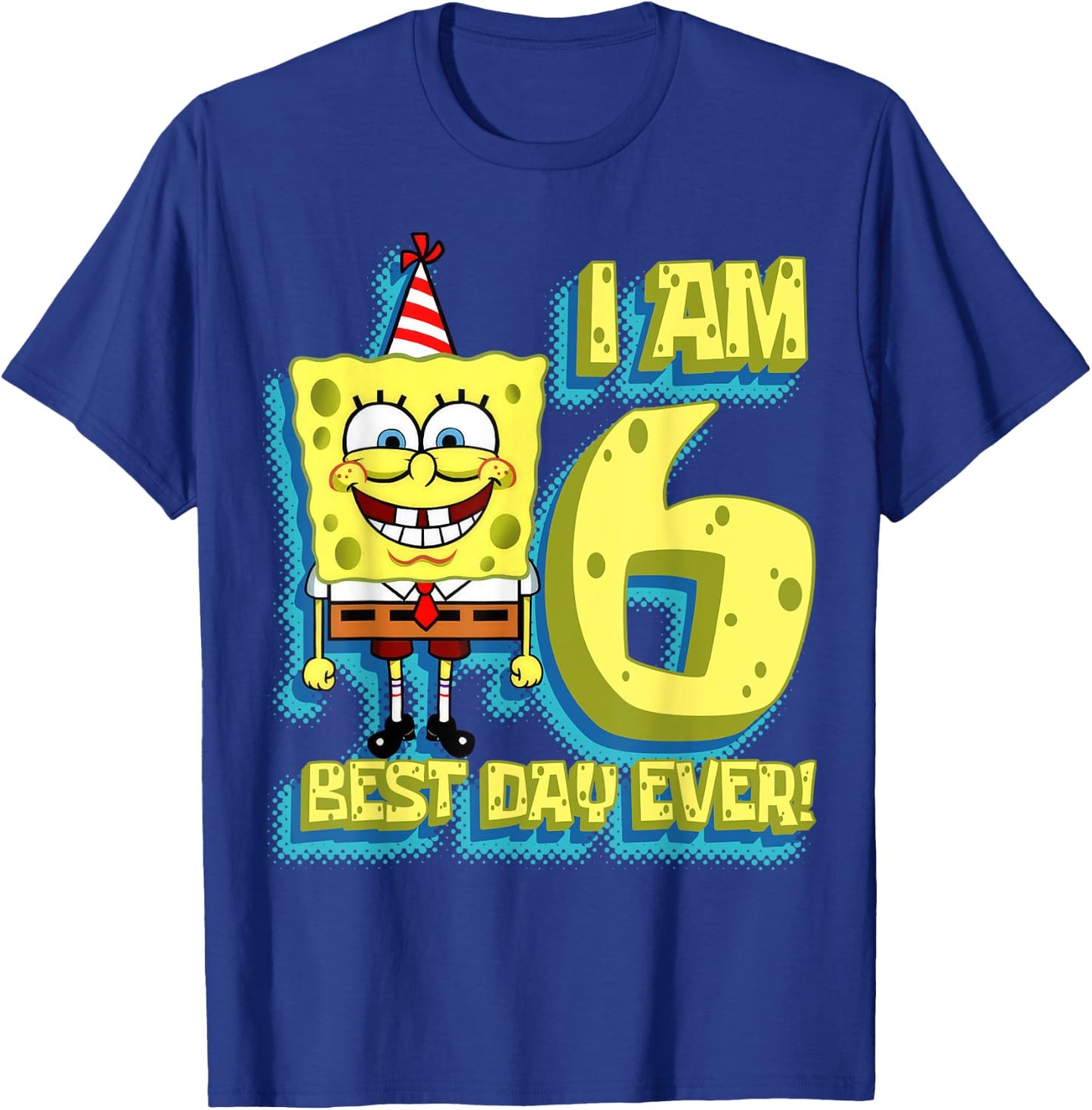 Mademark x SpongeBob SquarePants - SpongeBob SquarePants Birthday I am 6 Best Day Ever T-Shirt - T-Shirt | Royal