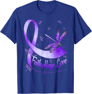 Faith Hope Love Turner Syndrome Awareness Dragonfly T-Shirt - T-Shirt | Royal