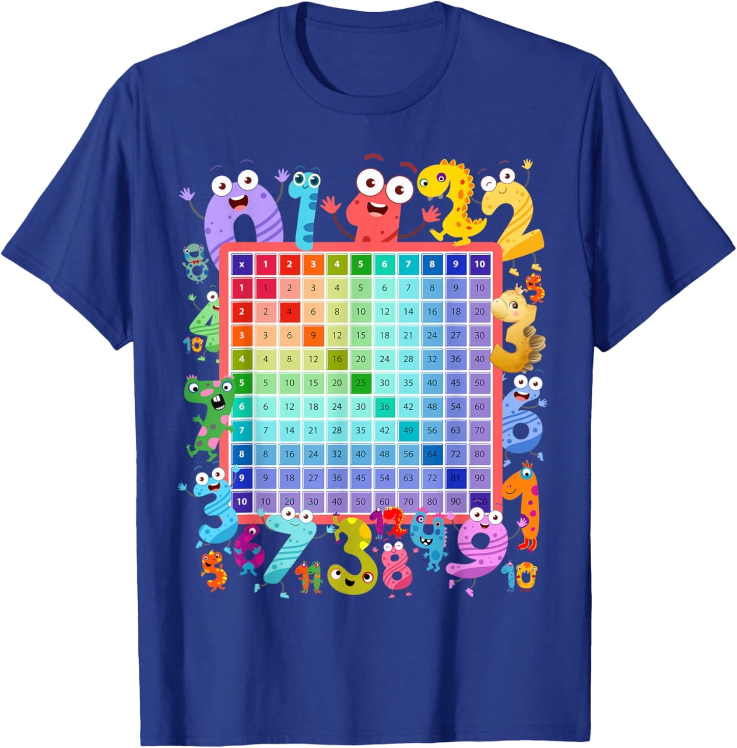 Dinosaur Numbers Idea for Kids & Dino Multiplication Square T-Shirt - T-Shirt | Royal