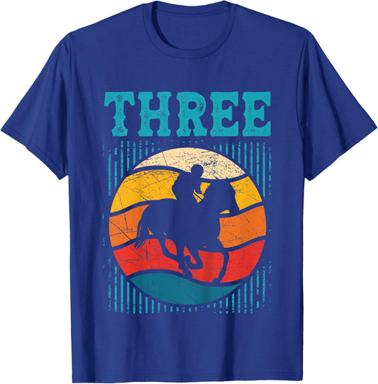 Kids 3rd Birthday Horse Rider Fan 3 Years old Girls Boys Kids T-Shirt - T-Shirt | Royal