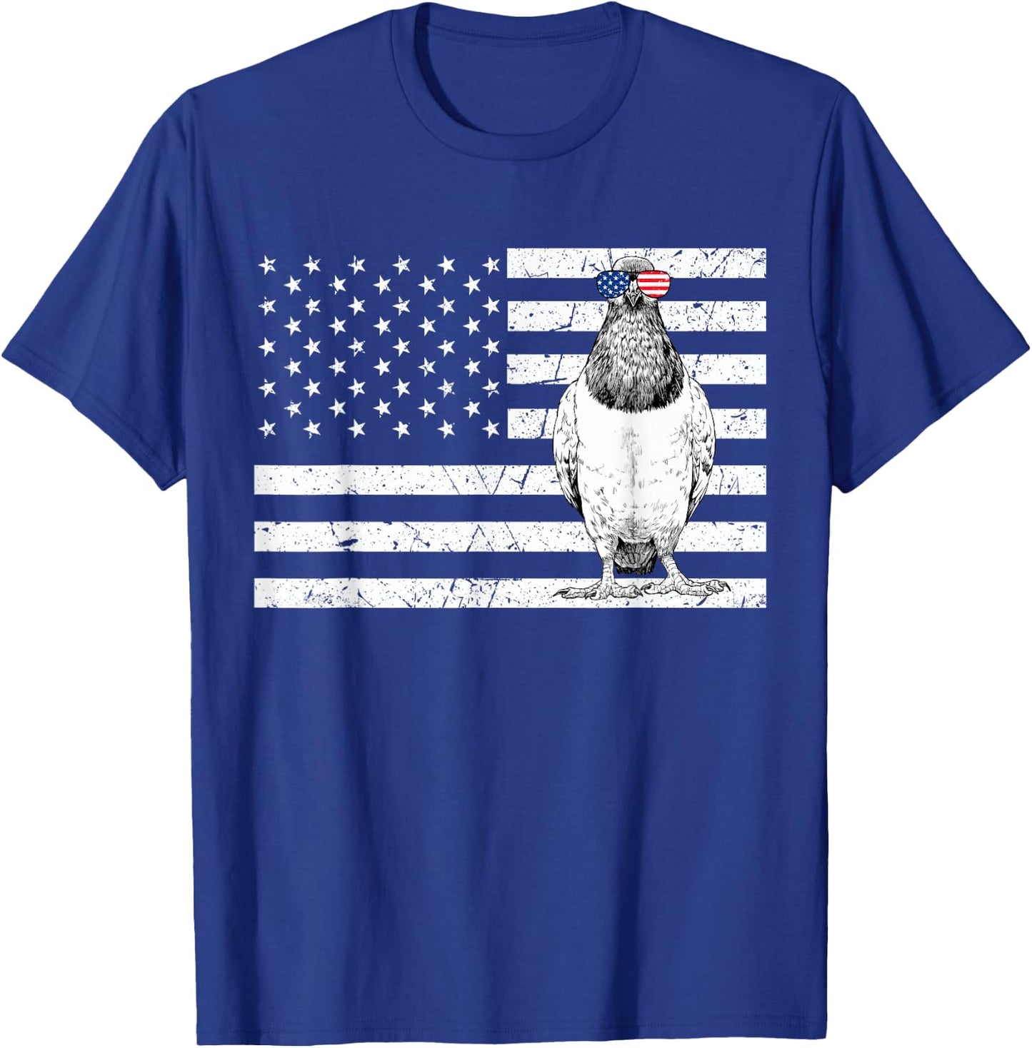 Pigeon 4th of July Bird Watching US American Flag Patriotic Women Kids Men T-Shirt - T-Shirt | Royal