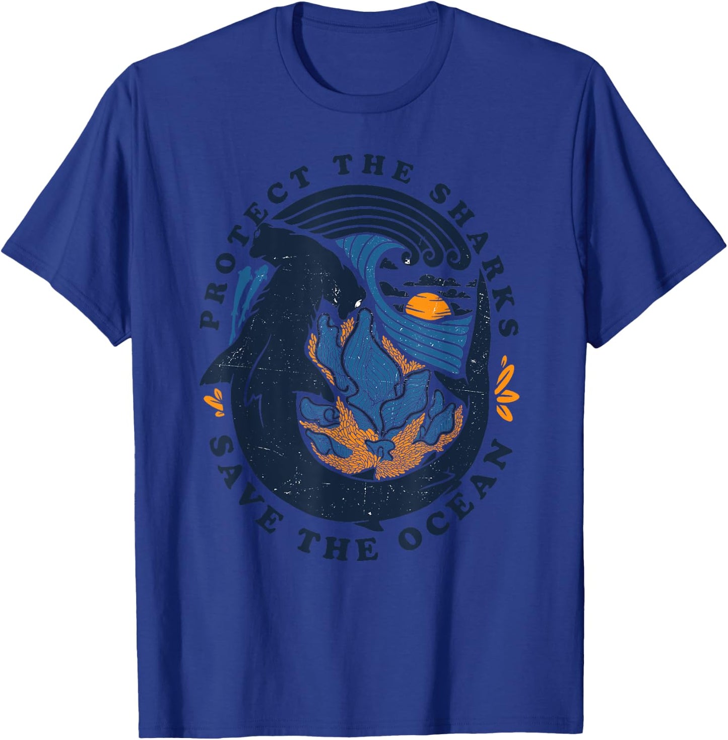 Protect The Shark save the ocean save ocean animals retro T-Shirt - T-Shirt | Royal