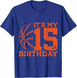 It's My 15th Birthday Basketball 15th Birthday T-Shirt - T-Shirt | Royal