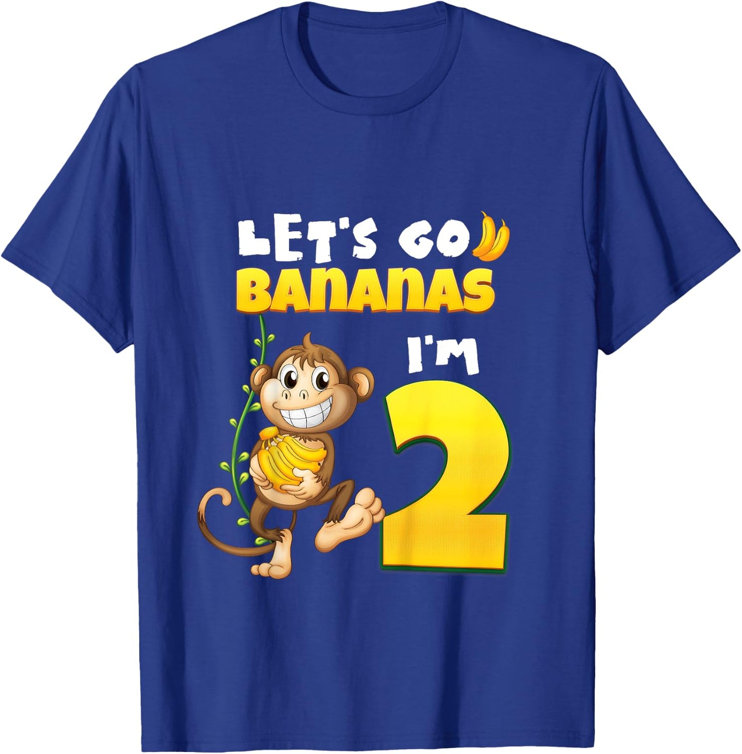 Let's Go Bananas I'm 2 Zoo Animal Jungle Safari 2nd Birthday T-Shirt - T-Shirt | Royal