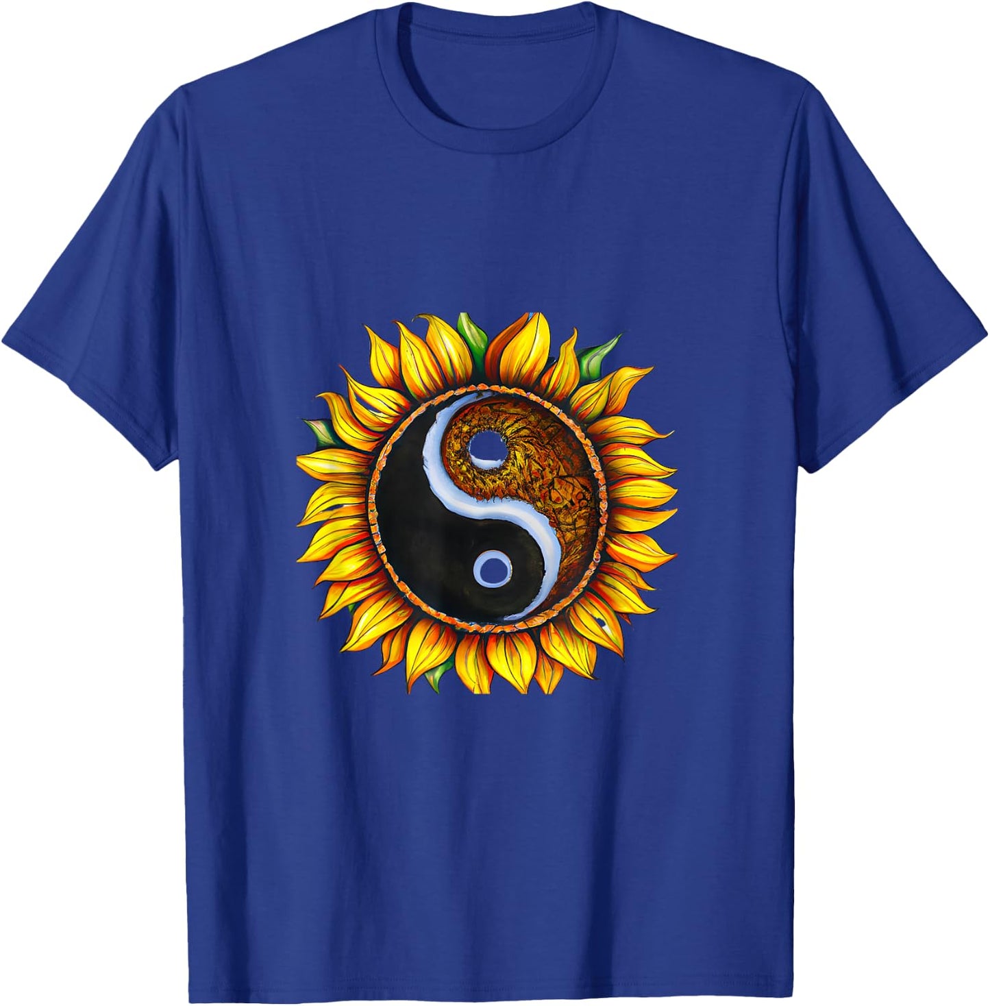 Sunflower Yin Yang Floral Light Dark Harmony T-Shirt - T-Shirt | Royal