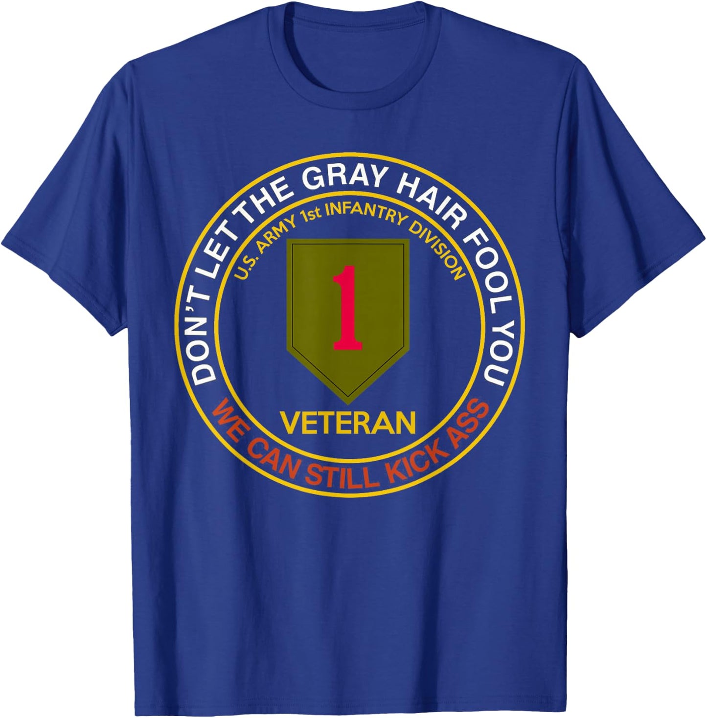 US Army 1st Infantry Division Veteran - Men's Black Cotton Classic Fit Short Sleeve - Perfect for 1st Infantry Division Veterans, Military Enthusiasts - Size Small T-Shirt - T-Shirt | Royal