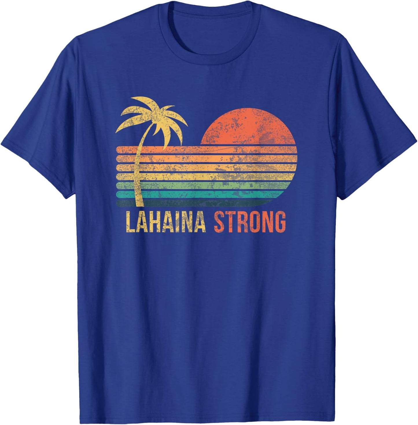 Lahaina Strong Palm Tree and Sunset T-Shirt - T-Shirt | Royal