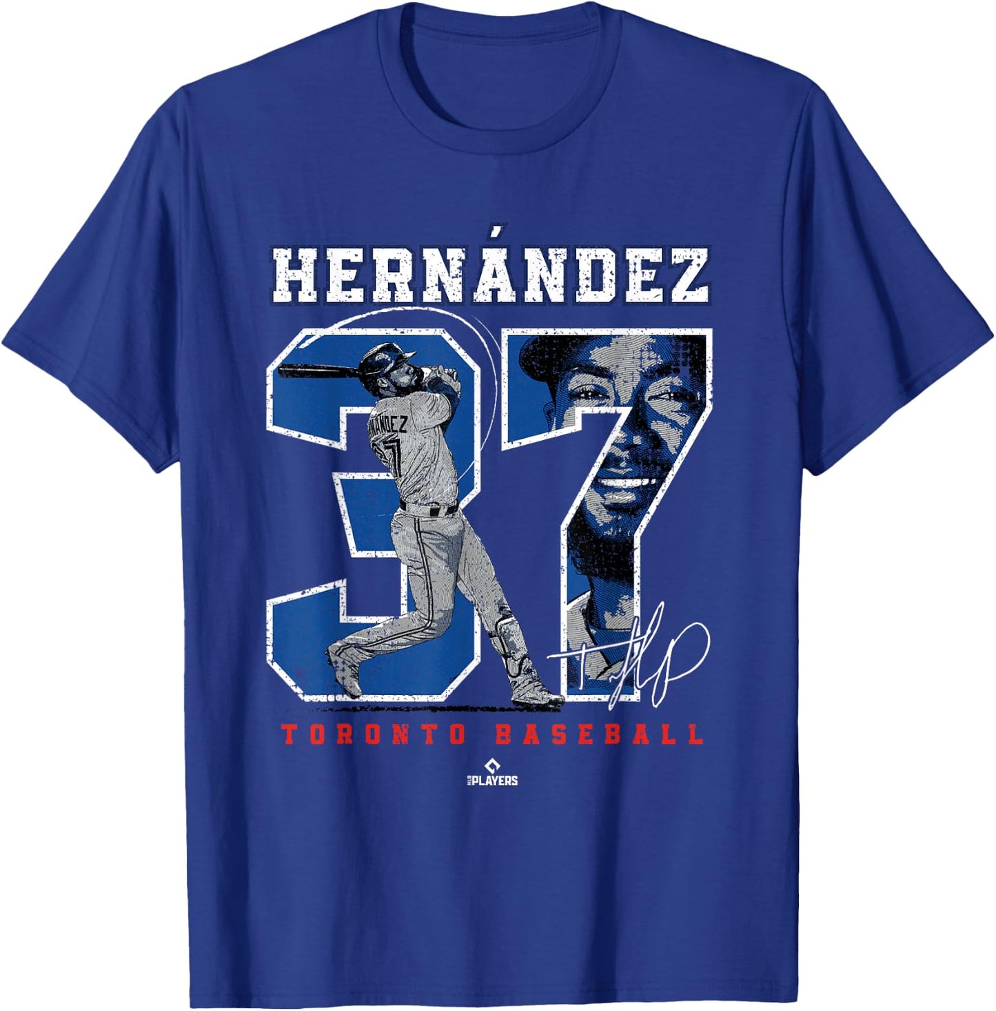 Number and Portrait Teoscar Hernandez Toronto MLBPA T-Shirt - T-Shirt | Royal