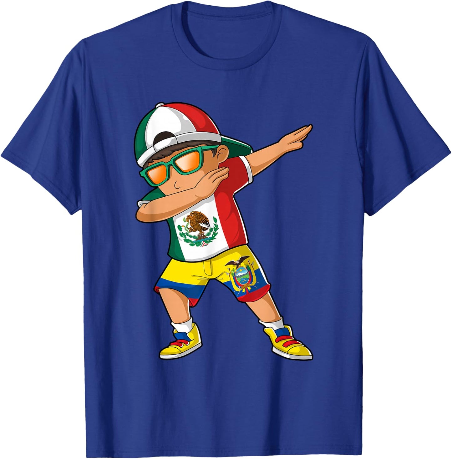 Half Mexican Half Ecuadorian Boy Mexico Ecuador Flag T-Shirt - T-Shirt | Royal