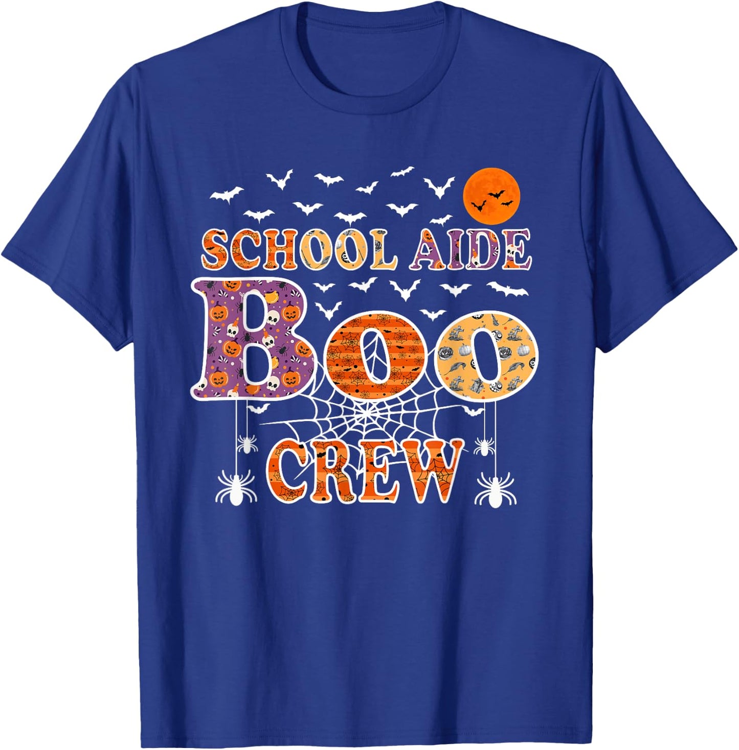 School Aide Boo Crew Shirt Funny Halloween Teacher T-Shirt - T-Shirt | Royal