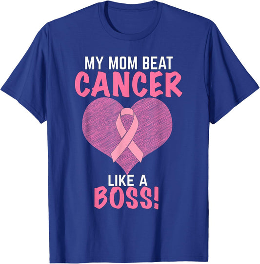 My Mom Beat Breast Cancer - Survivor Awareness T-Shirt - T-Shirt | Royal