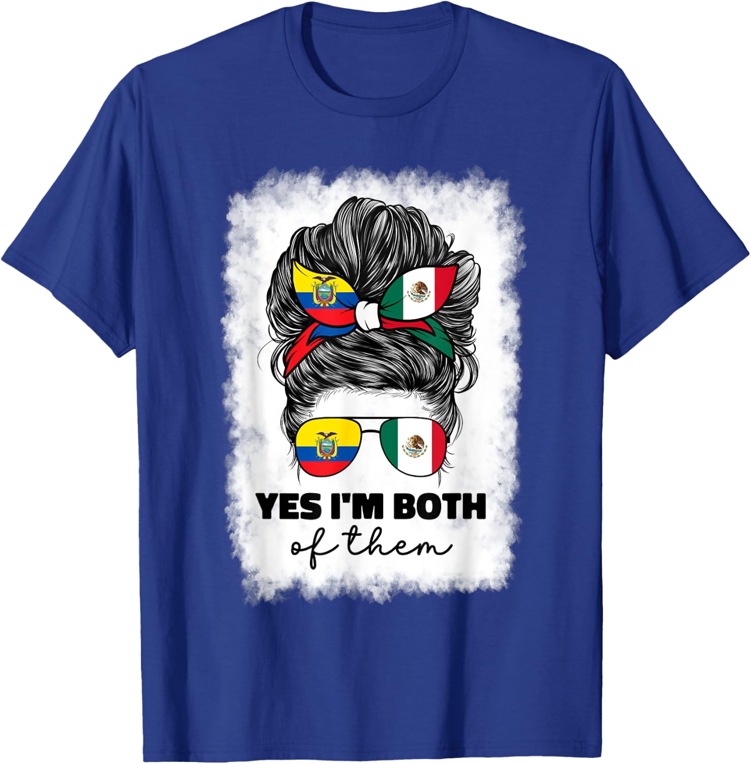 Half Mexican And Ecuadorian Mexico Ecuador Flag Girl Women T-Shirt - T-Shirt | Royal