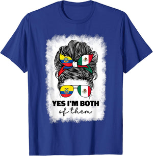 Half Mexican And Ecuadorian Mexico Ecuador Flag Girl Women T-Shirt - T-Shirt | Royal