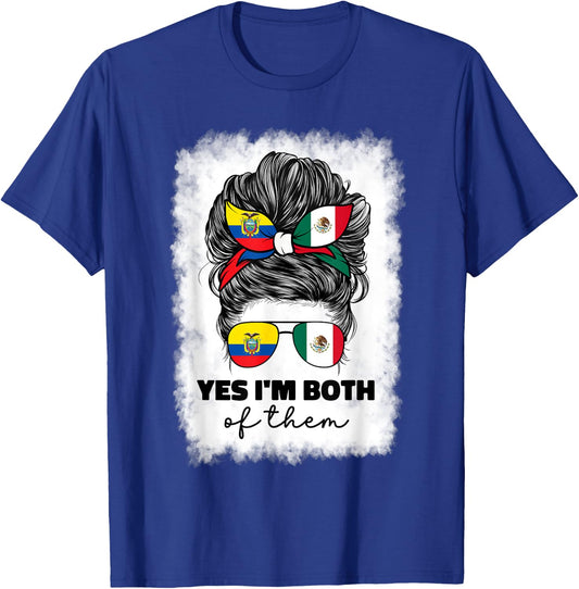Half Mexican And Ecuadorian Mexico Ecuador Flag Girl Women T-Shirt - T-Shirt | Royal