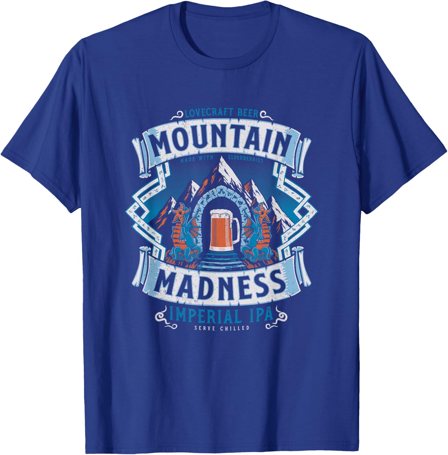 Mountain of Madness - A Vintage Distressed Horror Lovecraft T-Shirt - T-Shirt | Royal
