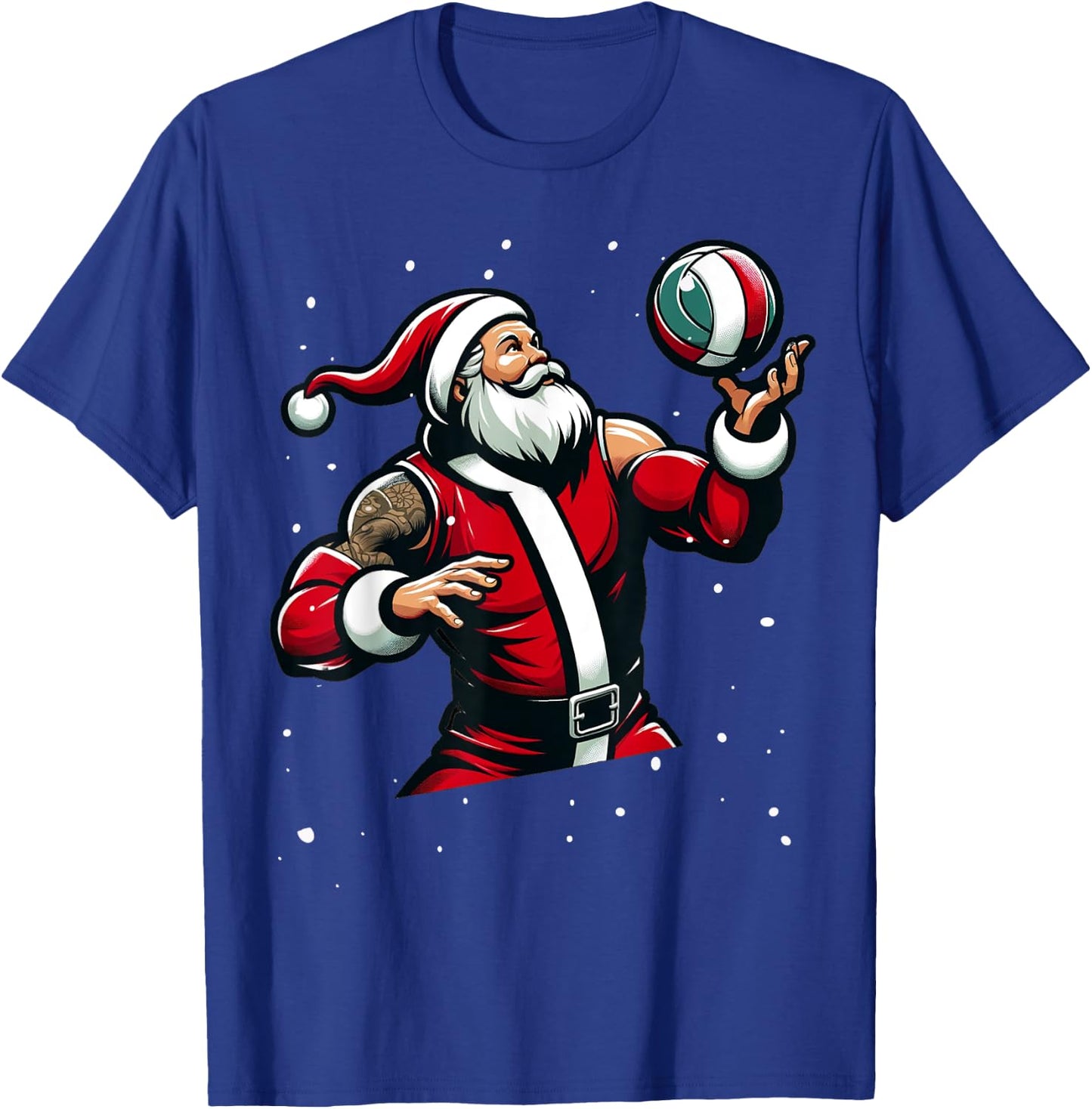 Christmas Sports, Santa Plays Volleyball Xmas Women Men Kids T-Shirt - T-Shirt | Royal