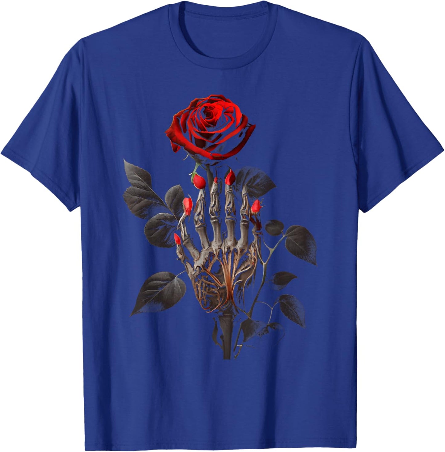 Gothic Rose Skeleton Hand Dark Academia Aesthetic Halloween T-Shirt - T-Shirt | Royal