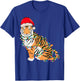 Christmas Lights Tiger Wearing Xmas Hat - Tiger Lover T-Shirt - T-Shirt | Royal