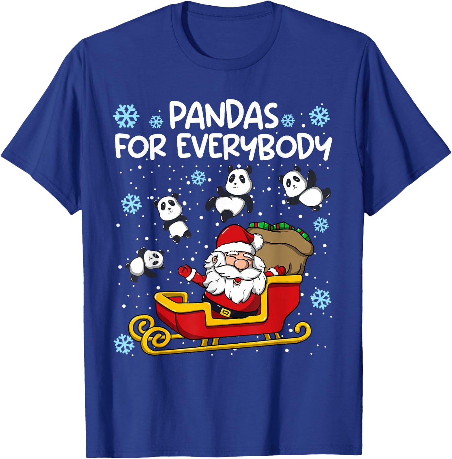 Pandas for Everybody Santa Sled Funny Christmas Panda Bear T-Shirt - T-Shirt | Royal