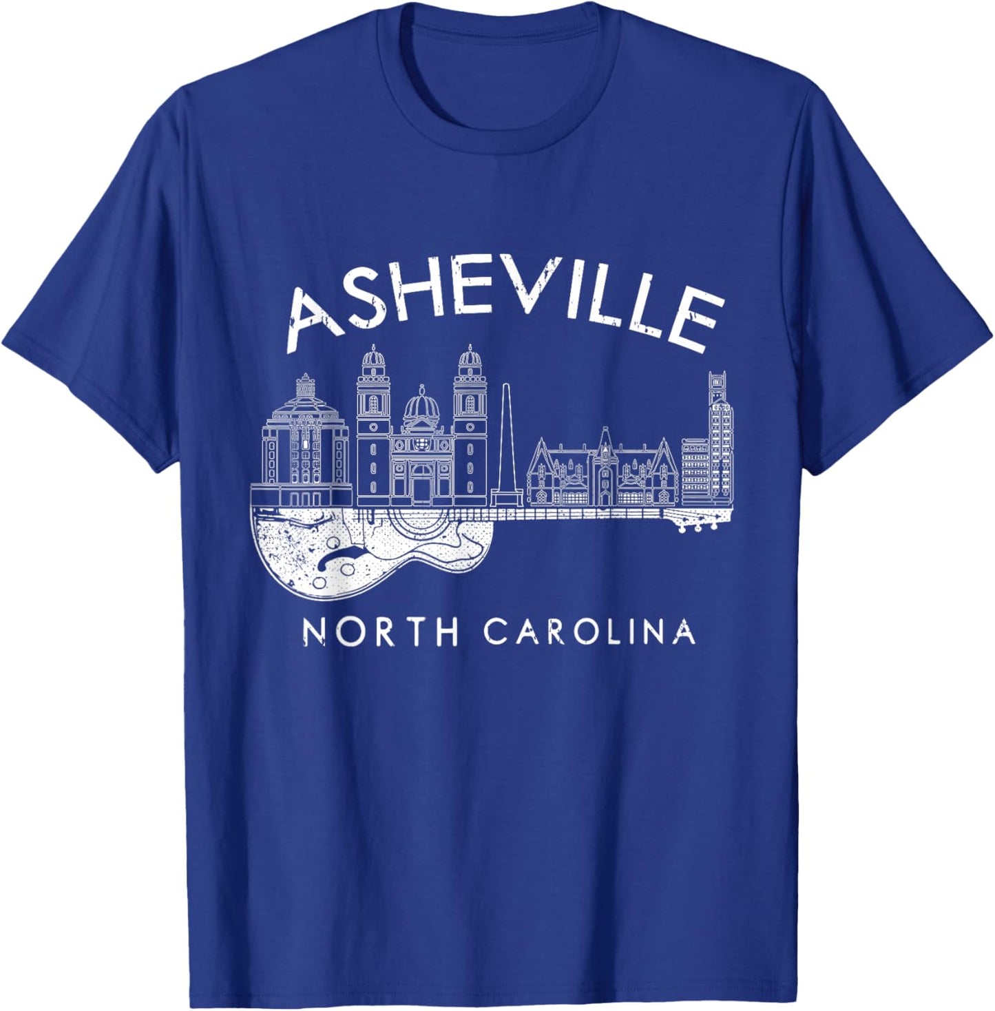 Asheville Souvenir Men North Carolina Lover Music Guitar T-Shirt - T-Shirt | Royal
