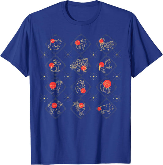 Chinese Zodiac Animal Signs Lunar Chinese New Year T-Shirt - T-Shirt | Royal